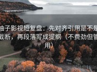柚子影视短复盘：先对齐引用是不是截断，再段落写成提纲（不费劲但管用）