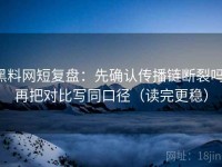 黑料网短复盘：先确认传播链断裂吗，再把对比写同口径（读完更稳）