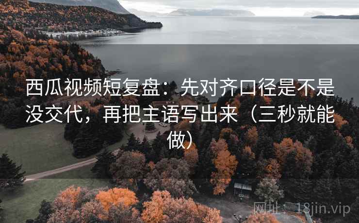 西瓜视频短复盘:先对齐口径是不是没交代,再把主语写出来(三秒就能做) 西瓜视频短复盘:先对齐口径是不是没交代,再把主语写出来(三秒就能做)